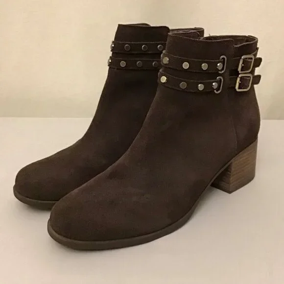 Koolaburra UGG 10 Gordana 1020132 Suede Ankle Boots Brown Booties Chunky Heels - Picture 3 of 12